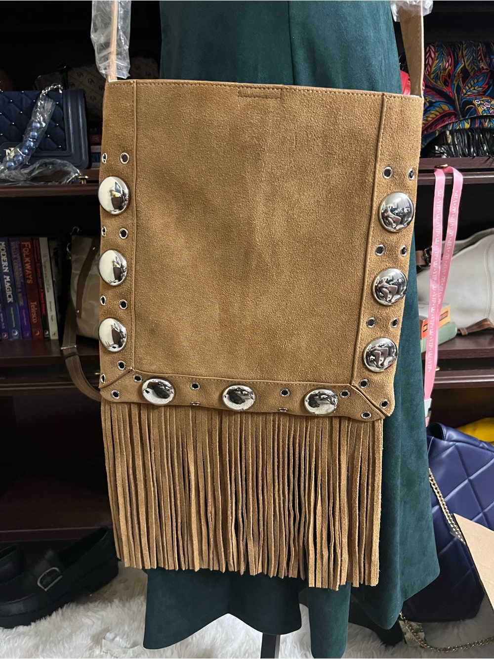 Moda Luxe Courtney Tan Suede Fringe Crossbody